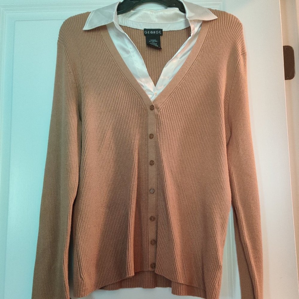 Off- White and Tan Ribbed Two for Sweater